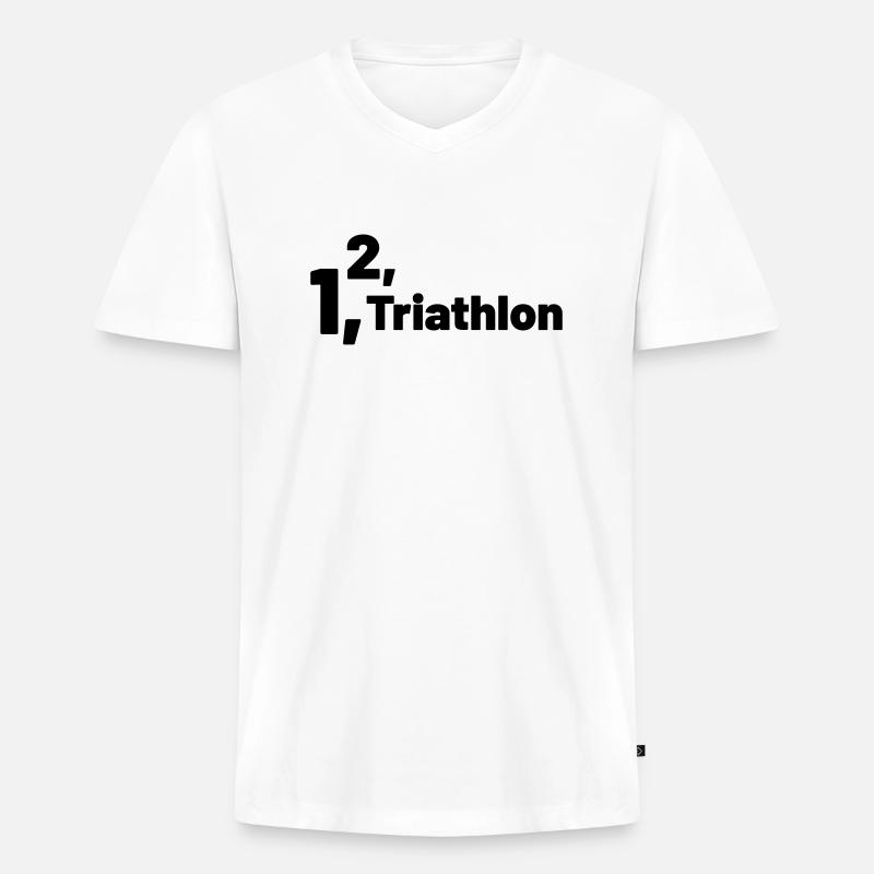 1 2 Triathlon - Männer Premium Bio T-Shirt mit V-Ausschnitt - Weiß