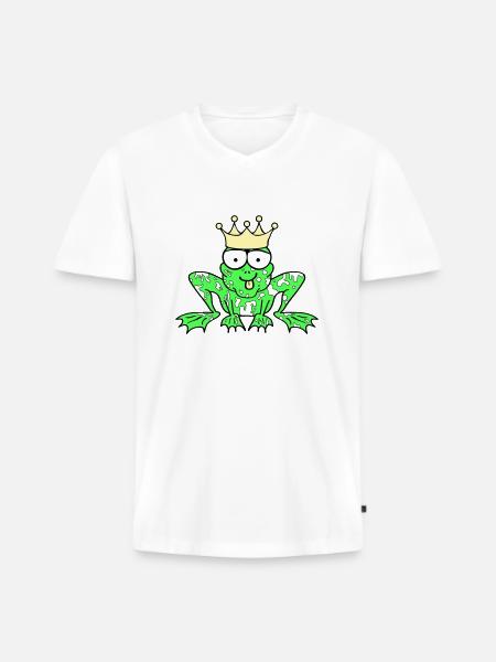 Prince Charming Frog King - Men's Premium Organic T-shirt with V-neck - white