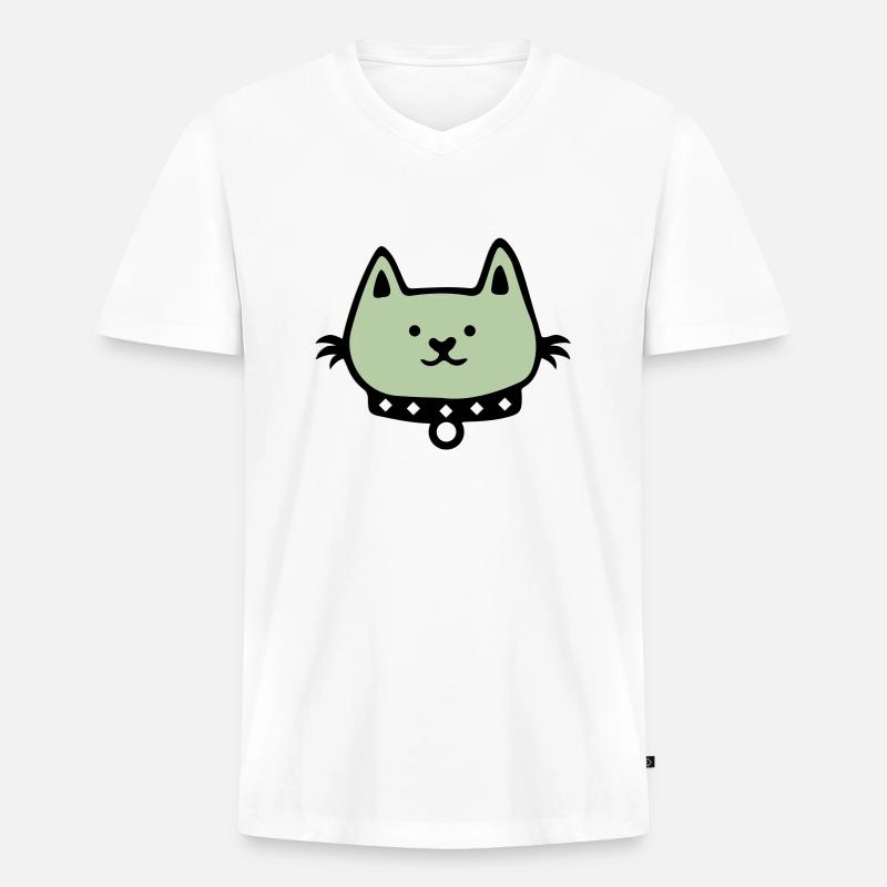 cat comic - Männer Premium Bio T-Shirt mit V-Ausschnitt - Weiß