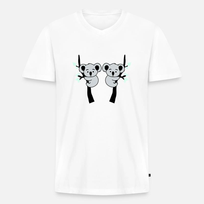 Koala Bear Bande dessinée 2 - T-shirt encolure en V Premium bio Homme - blanc