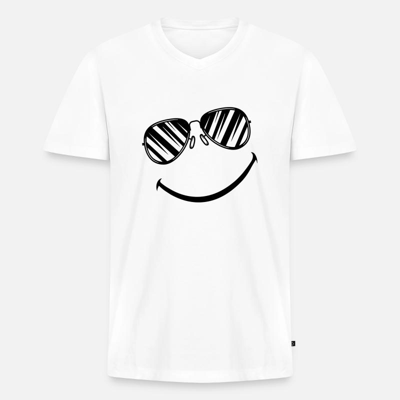 smileface - Männer Premium Bio T-Shirt mit V-Ausschnitt - Weiß