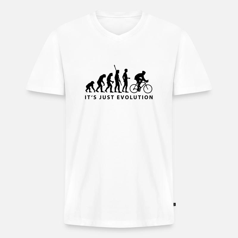 evolution_radfahrer_b - Männer Premium Bio T-Shirt mit V-Ausschnitt - Weiß