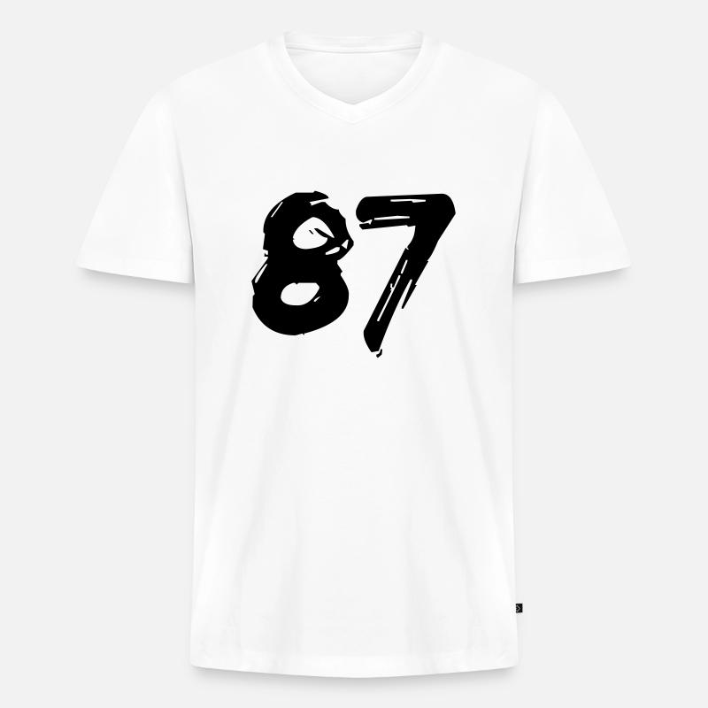 Brushed 87 - Männer Premium Bio T-Shirt mit V-Ausschnitt - Weiß