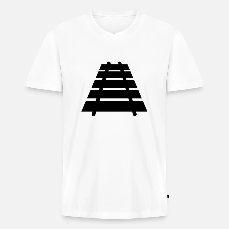 Schiene - Männer Premium Bio T-Shirt mit V-Ausschnitt - Weiß