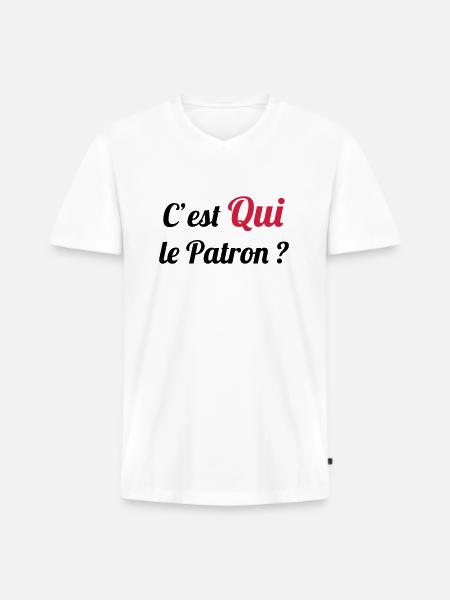 c'est QUI le Patron ? - Men's Premium Organic T-shirt with V-neck - white