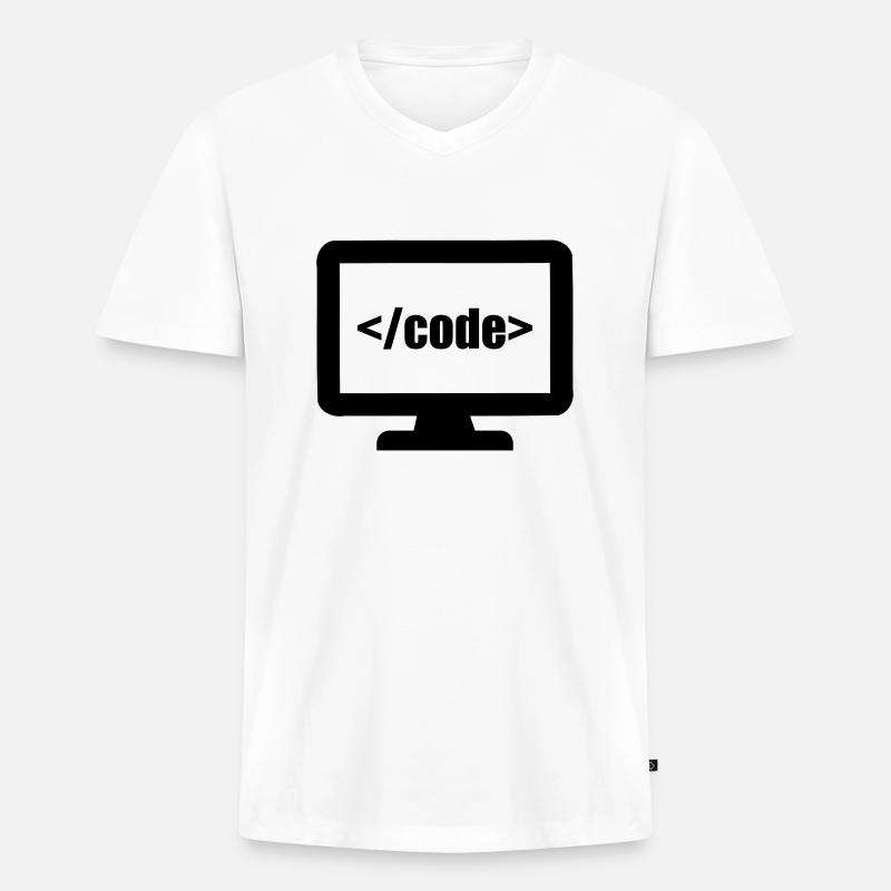 Programmierer - Männer Premium Bio T-Shirt mit V-Ausschnitt - Weiß