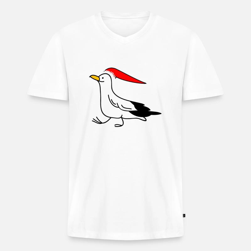 Weihnachtsmöwe - Männer Premium Bio T-Shirt mit V-Ausschnitt - Weiß