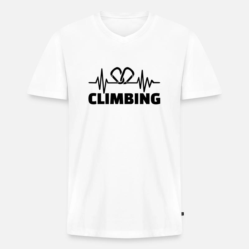 Klettern - Männer Premium Bio T-Shirt mit V-Ausschnitt - Weiß