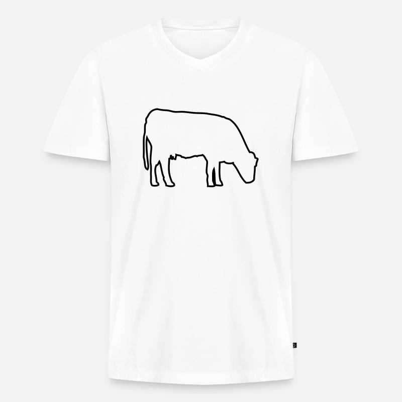 kuh - Männer Premium Bio T-Shirt mit V-Ausschnitt - Weiß