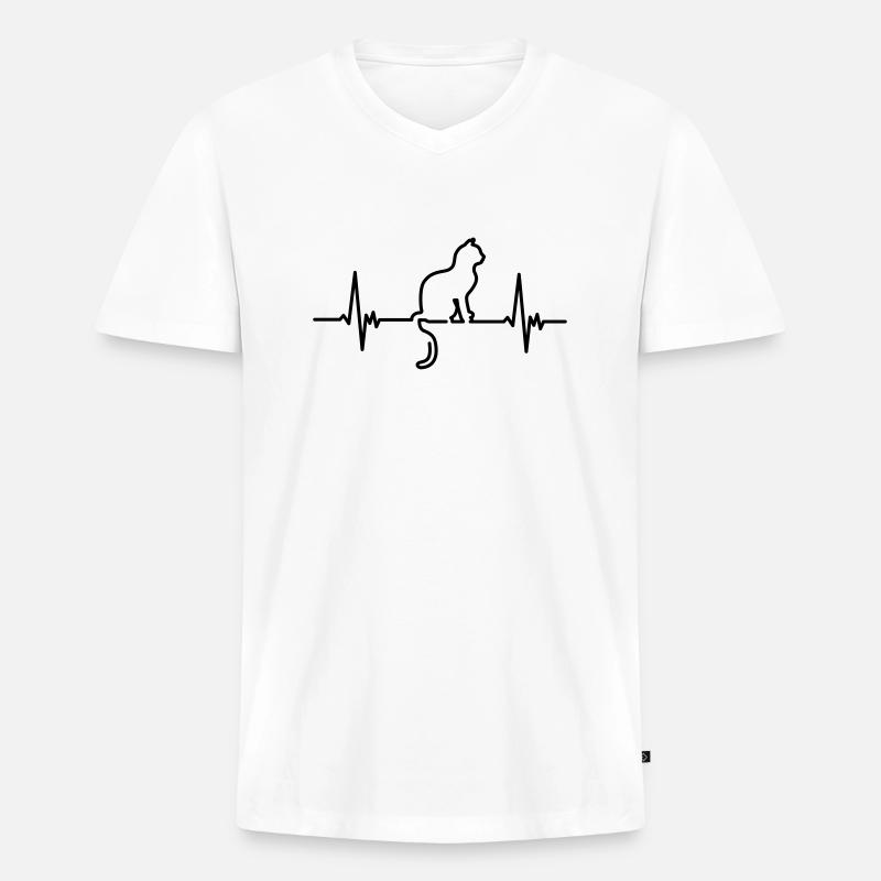 cat - Männer Premium Bio T-Shirt mit V-Ausschnitt - Weiß