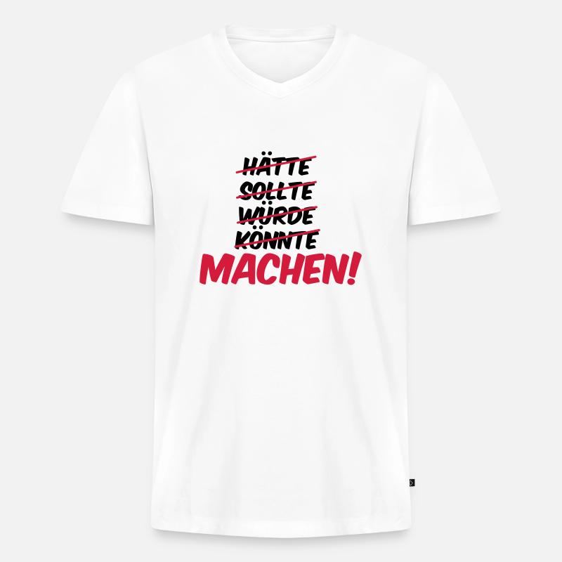 haette_sollte_wuerde_koennte_machen_02 - Männer Premium Bio T-Shirt mit V-Ausschnitt - Weiß