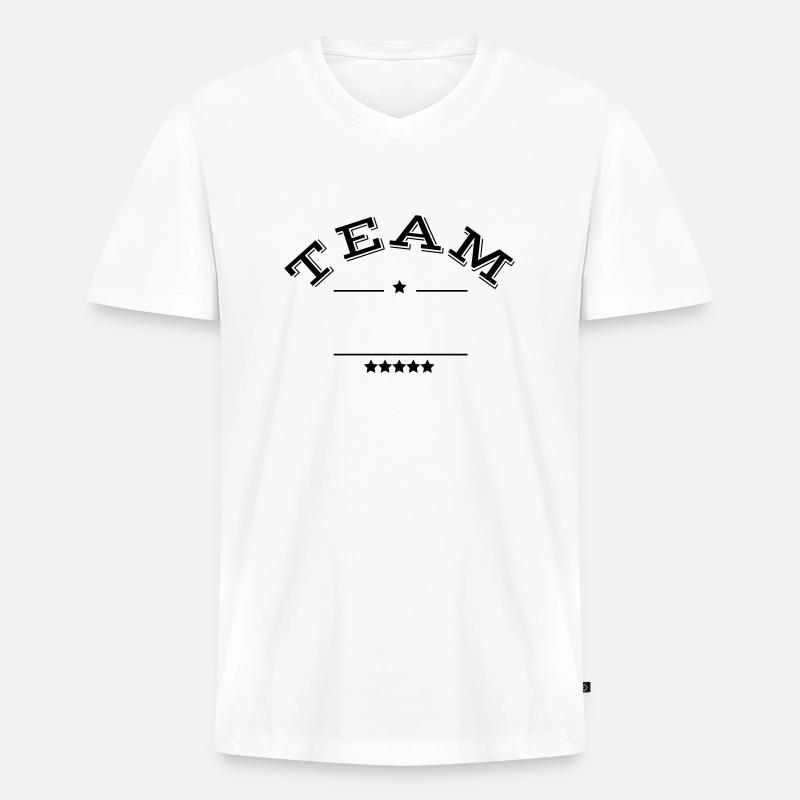 Team Gruppe Mitarbeiter Staff - Männer Premium Bio T-Shirt mit V-Ausschnitt - Weiß