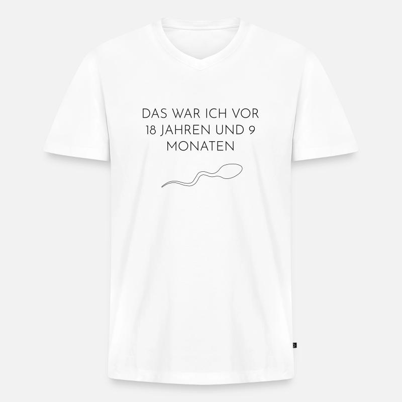 Sperma Geburtstag - Männer Premium Bio T-Shirt mit V-Ausschnitt - Weiß