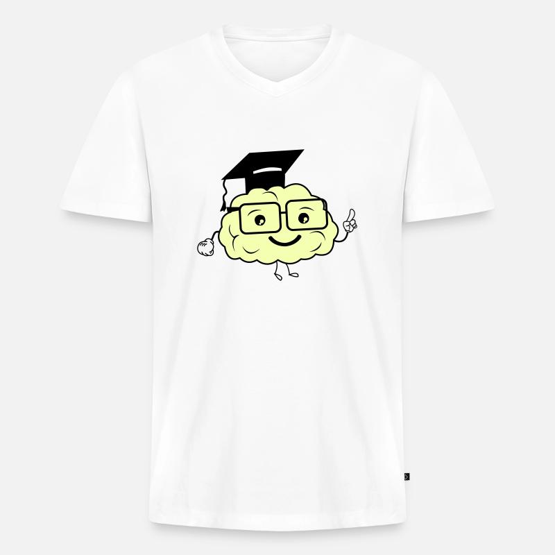 smart brain 02 - Männer Premium Bio T-Shirt mit V-Ausschnitt - Weiß