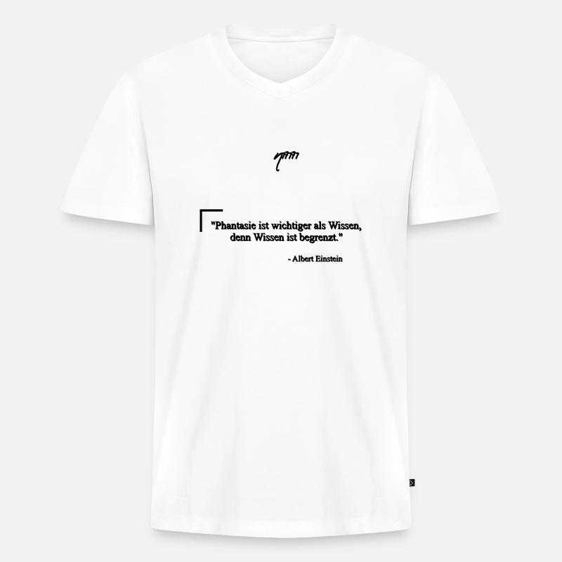 Zitat #2 Albert - Männer Premium Bio T-Shirt mit V-Ausschnitt - Weiß