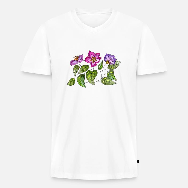 Blumen - Männer Premium Bio T-Shirt mit V-Ausschnitt - Weiß