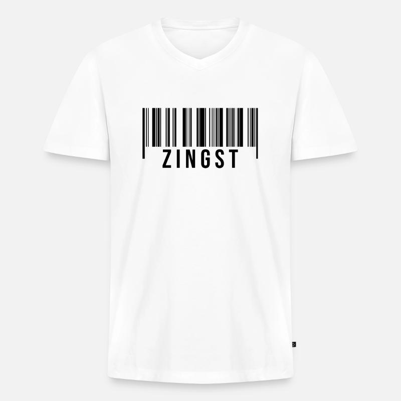 Zingst Strichcode - Männer Premium Bio T-Shirt mit V-Ausschnitt - Weiß