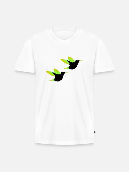 Hummingbird 02 - Men's Premium Organic T-shirt with V-neck - white