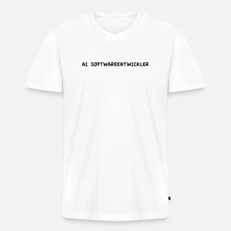 AI Software Developer - Men's Premium Organic T-shirt with V-neck - white