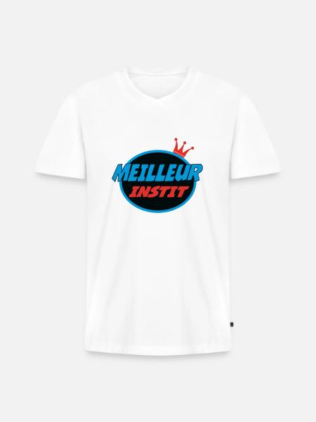 BESTER LEHRER - Männer Premium Bio T-Shirt mit V-Ausschnitt - Weiß