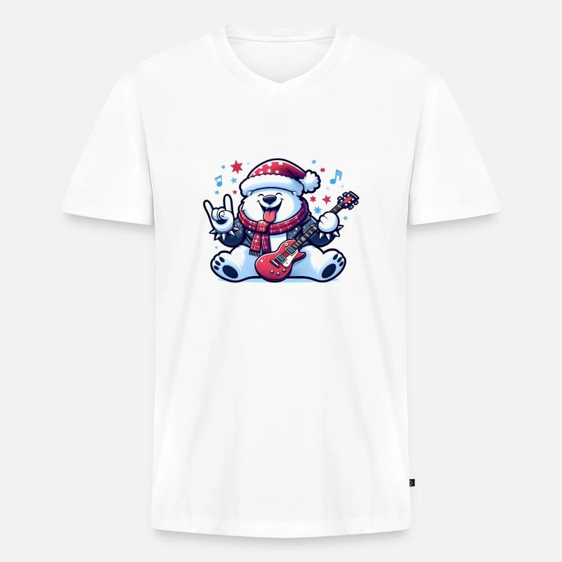 Eisbär 3 - Männer Premium Bio T-Shirt mit V-Ausschnitt - Weiß