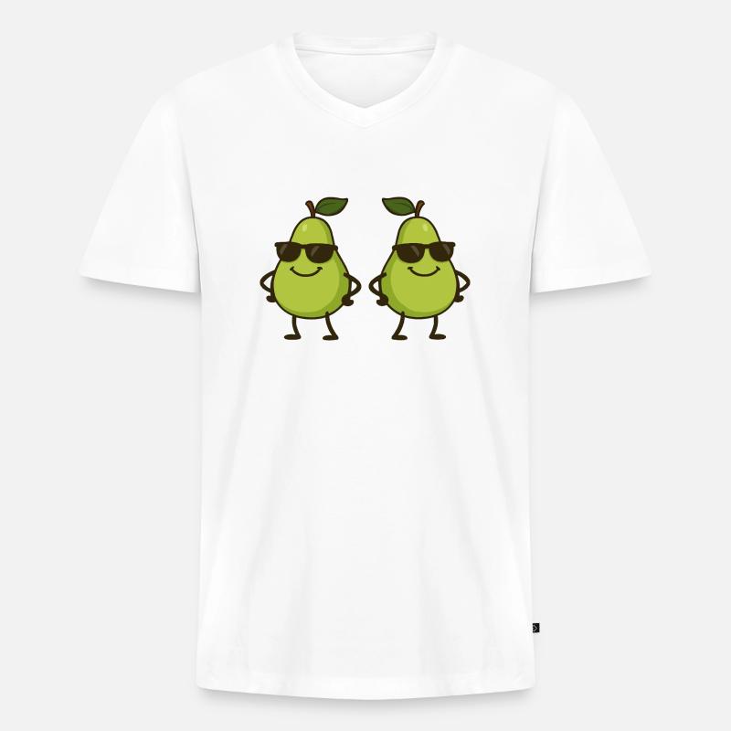 Pear Comic Cool 2 - Men's Premium Organic T-shirt with V-neck - white