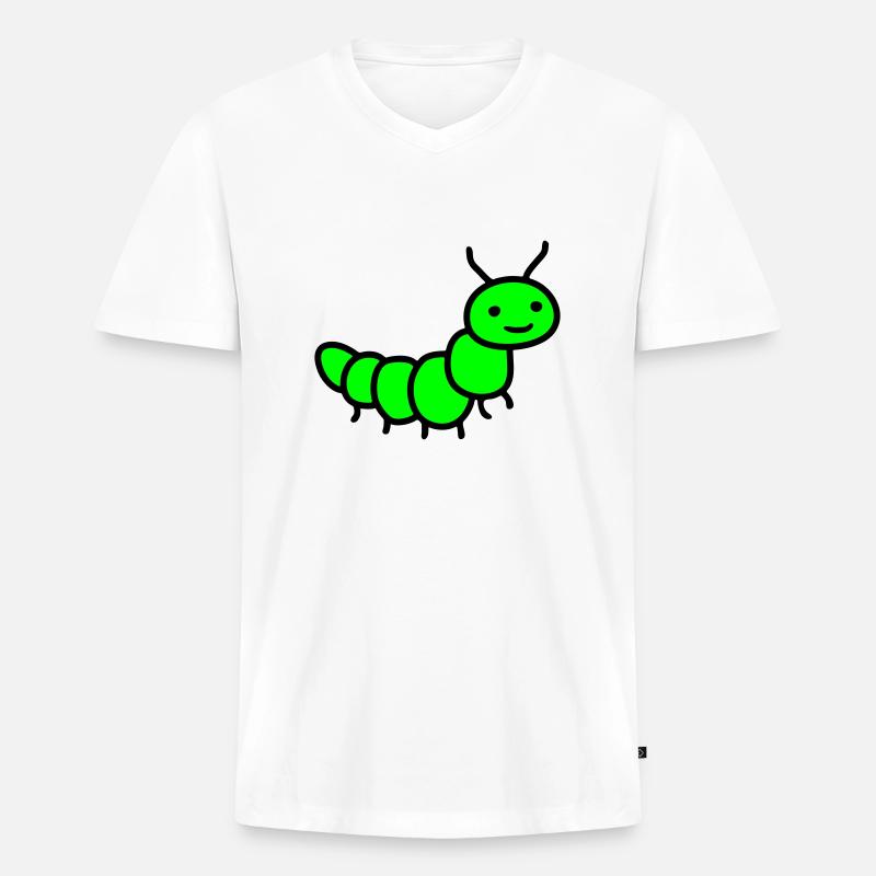 Raupe - Männer Premium Bio T-Shirt mit V-Ausschnitt - Weiß