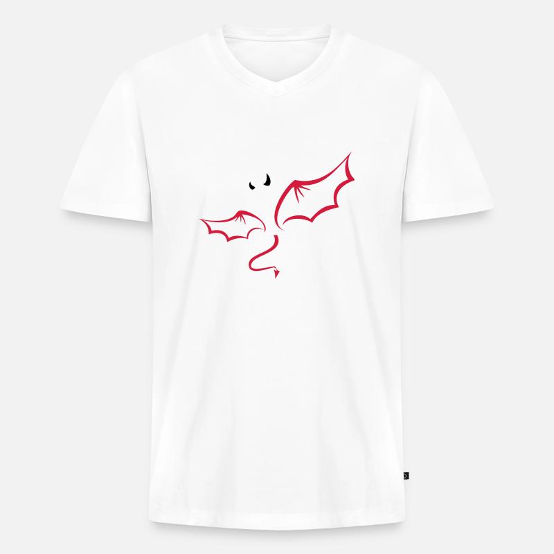 Teufel - Männer Premium Bio T-Shirt mit V-Ausschnitt - Weiß