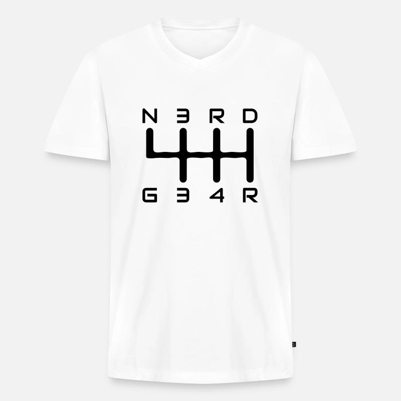 N3RD G34R Logo - Männer Premium Bio T-Shirt mit V-Ausschnitt - Weiß