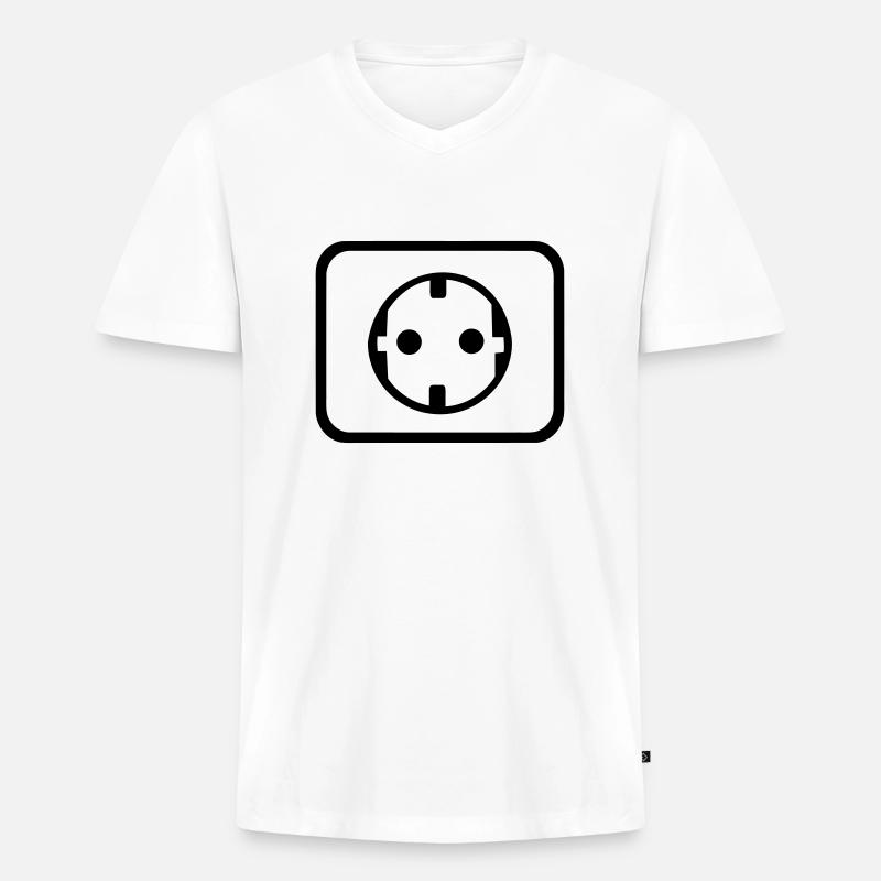 Steckdose - Männer Premium Bio T-Shirt mit V-Ausschnitt - Weiß