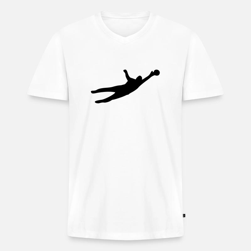 torwart - Männer Premium Bio T-Shirt mit V-Ausschnitt - Weiß