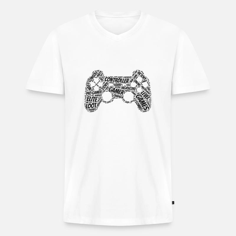 game controller wordart - Männer Premium Bio T-Shirt mit V-Ausschnitt - Weiß