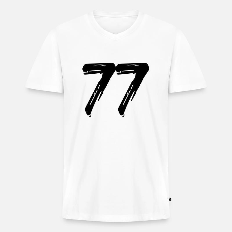 Brushed 77 - Männer Premium Bio T-Shirt mit V-Ausschnitt - Weiß