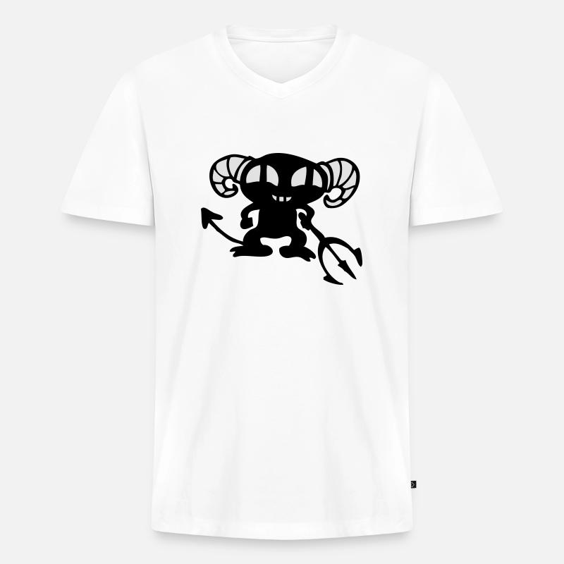 Teufel devil - Männer Premium Bio T-Shirt mit V-Ausschnitt - Weiß