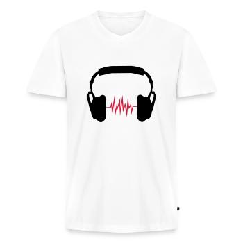 Kopfhörer - Männer Premium Bio T-Shirt mit V-Ausschnitt - Weiß - Vorne - Nico (187cm)