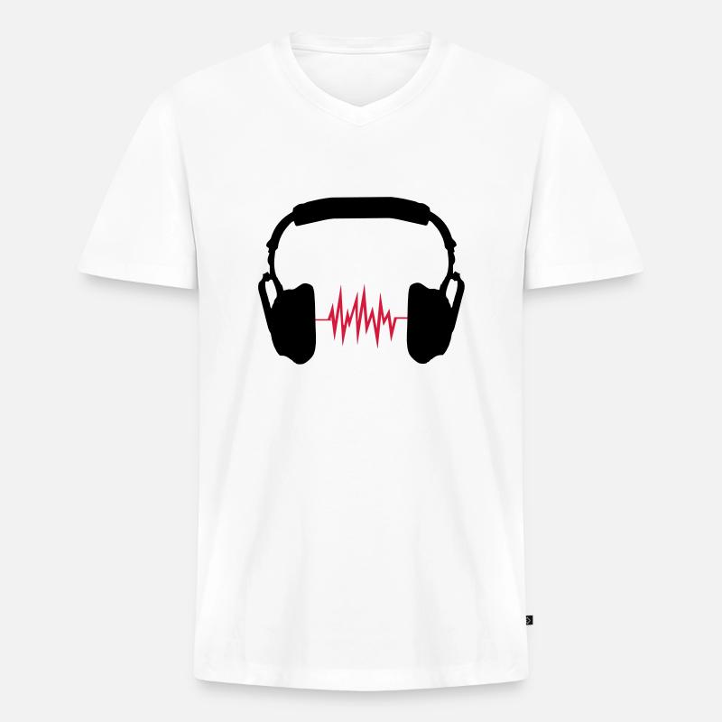 Kopfhörer - Männer Premium Bio T-Shirt mit V-Ausschnitt - Weiß