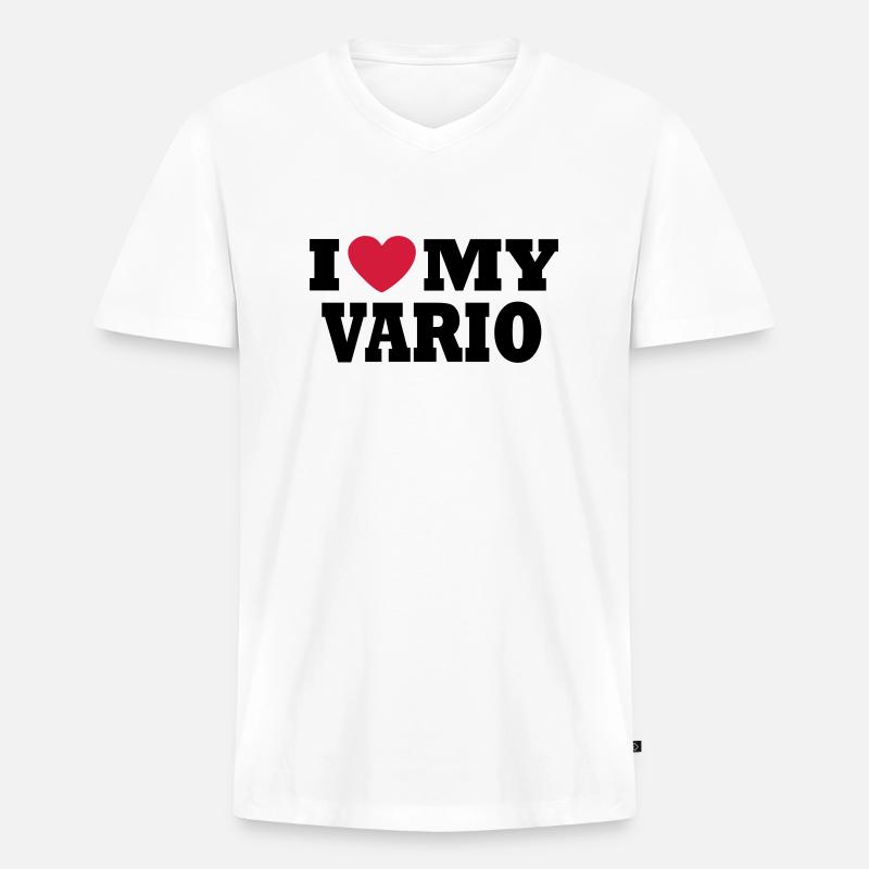 Vario-Liebe - Männer Premium Bio T-Shirt mit V-Ausschnitt - Weiß