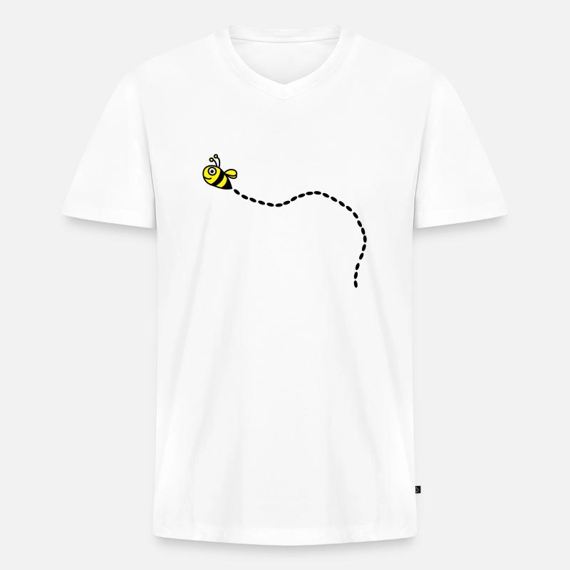 biene2 - Männer Premium Bio T-Shirt mit V-Ausschnitt - Weiß