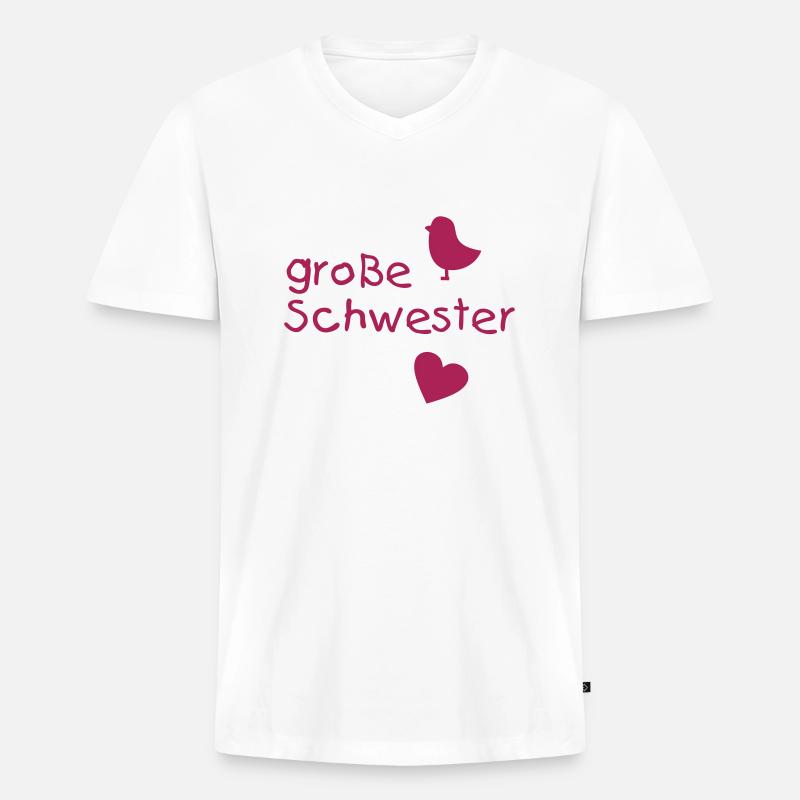 Große Schwester - Männer Premium Bio T-Shirt mit V-Ausschnitt - Weiß