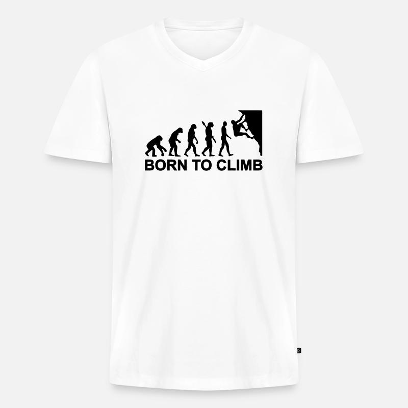 Evolution Klettern - Männer Premium Bio T-Shirt mit V-Ausschnitt - Weiß