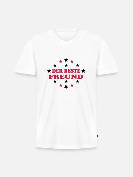 Der beste freund - Männer Premium Bio T-Shirt mit V-Ausschnitt - Weiß