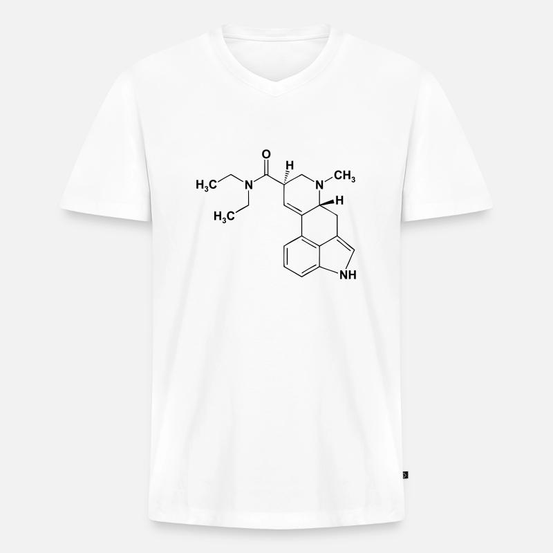 LSD Lysergsäurediethylamid Molekül - Männer Premium Bio T-Shirt mit V-Ausschnitt - Weiß