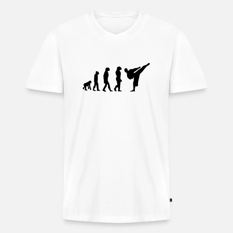Karate Evolution - Männer Premium Bio T-Shirt mit V-Ausschnitt - Weiß