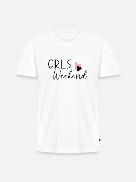 Week-end des filles - T-shirt encolure en V Premium bio Homme - blanc