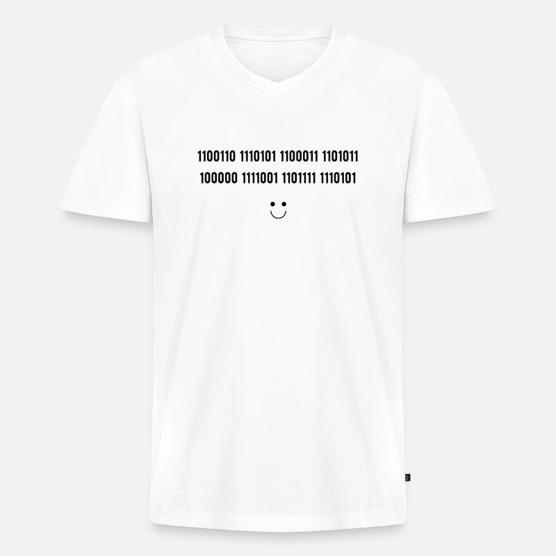 Geheimcode - Männer Premium Bio T-Shirt mit V-Ausschnitt - Weiß