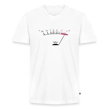 vu meter ii DE - Männer Premium Bio T-Shirt mit V-Ausschnitt - Weiß - Vorne - Nico (187cm)