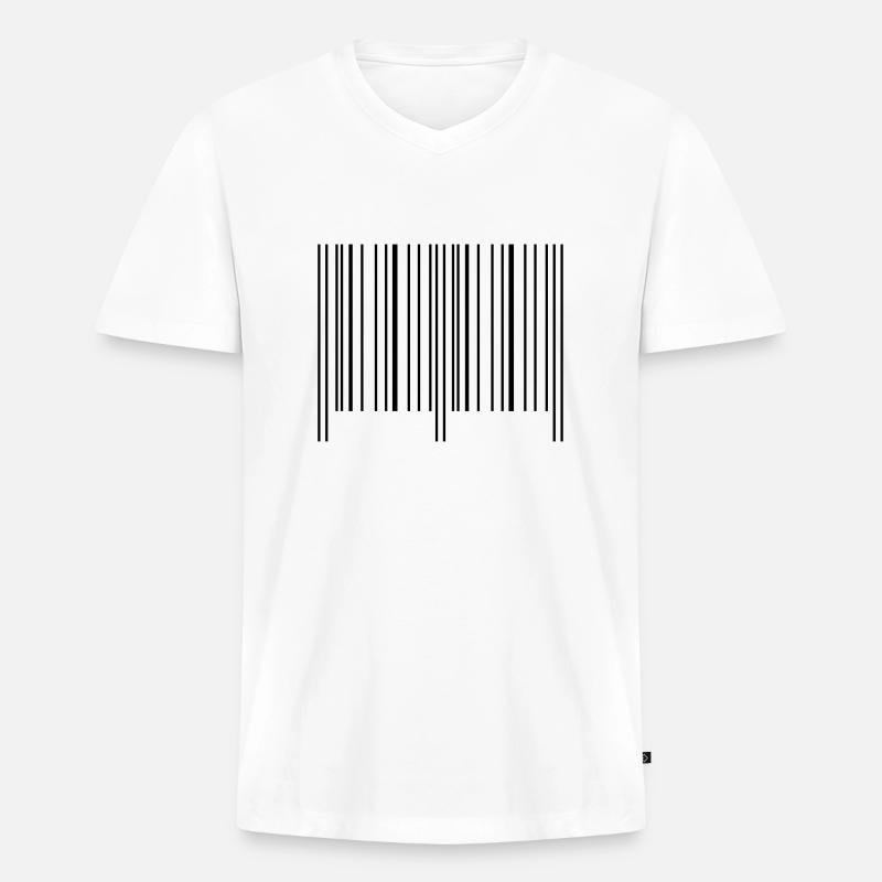 strichcode - Männer Premium Bio T-Shirt mit V-Ausschnitt - Weiß