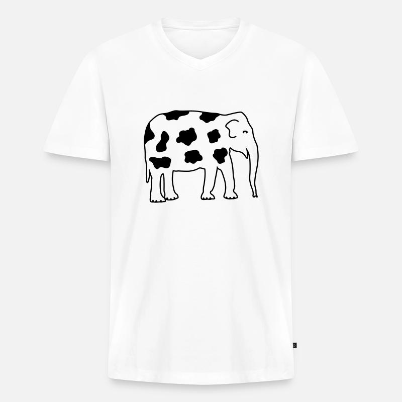 Elefantenkuh - Männer Premium Bio T-Shirt mit V-Ausschnitt - Weiß