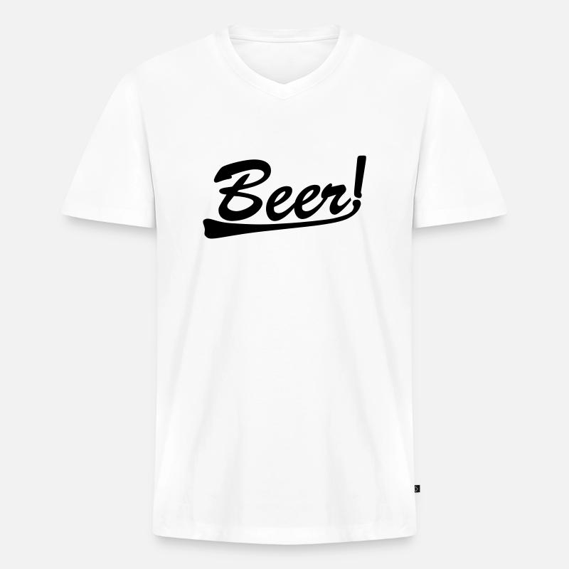 beer - Männer Premium Bio T-Shirt mit V-Ausschnitt - Weiß