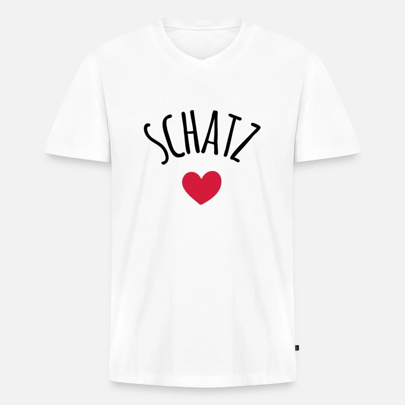 Schatz - Männer Premium Bio T-Shirt mit V-Ausschnitt - Weiß